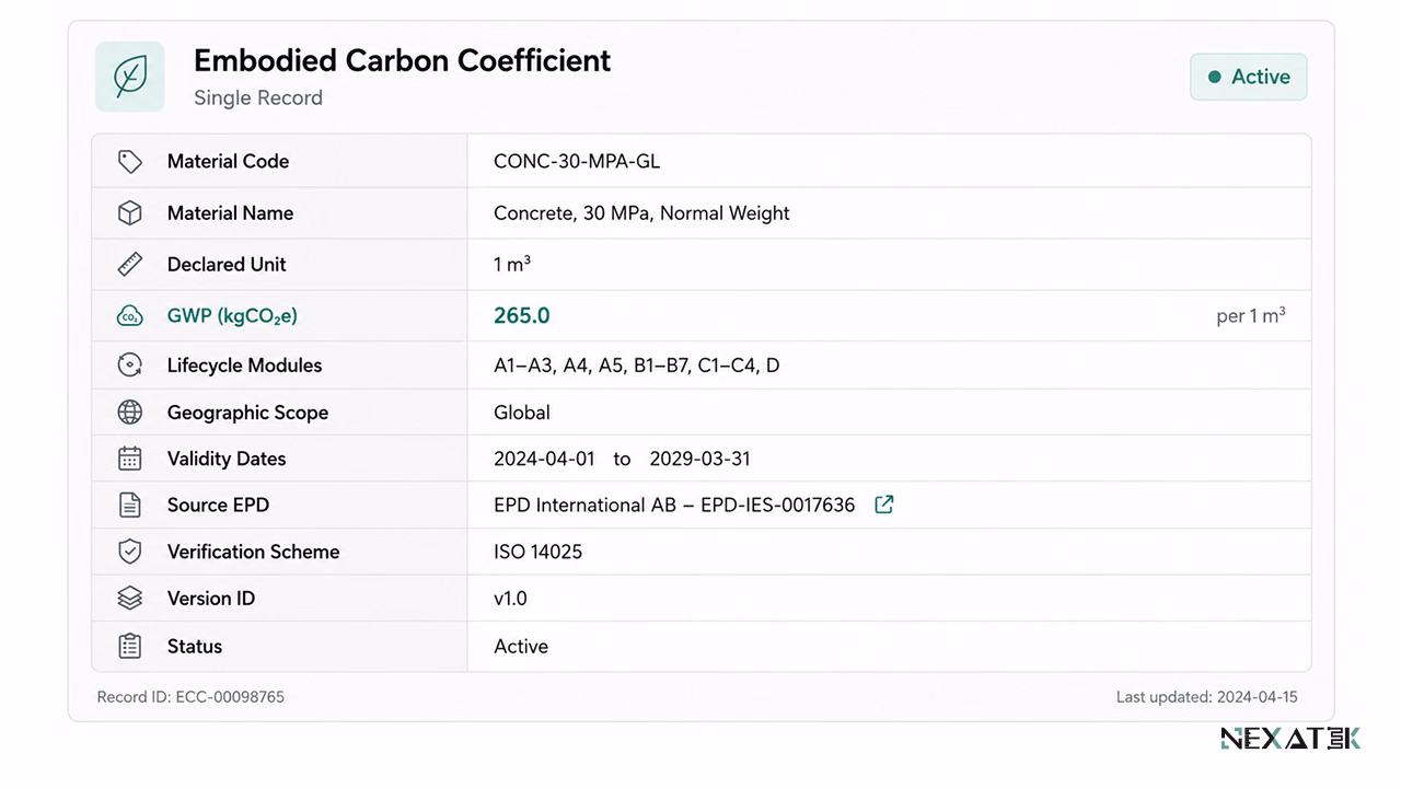 Carbon Coefficient Record Structure