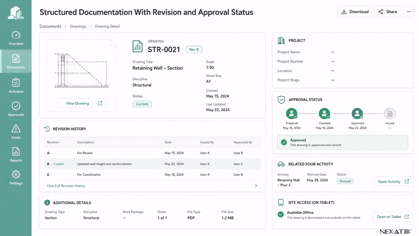 Structured Documentation With Revision and Approval Status