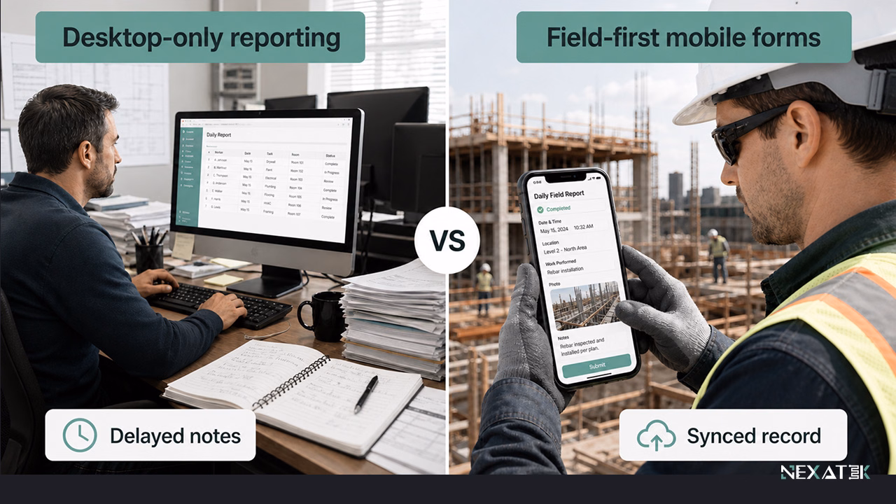Desktop-Only Reporting vs Field-First Mobile Forms.