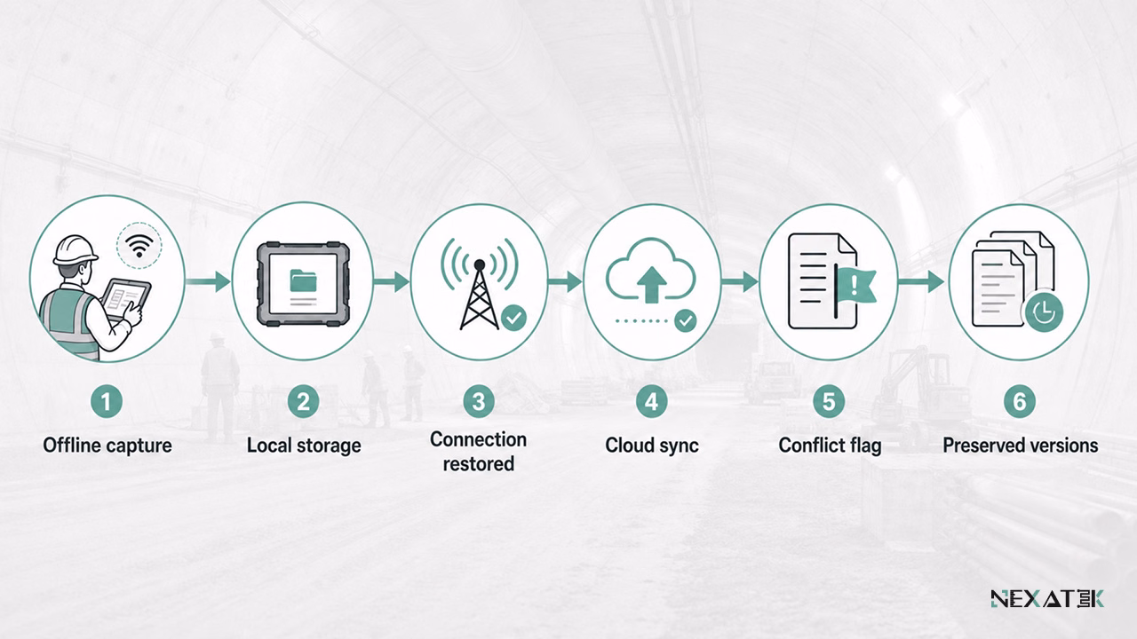 Offline Capture, Sync, and Conflict Handling.