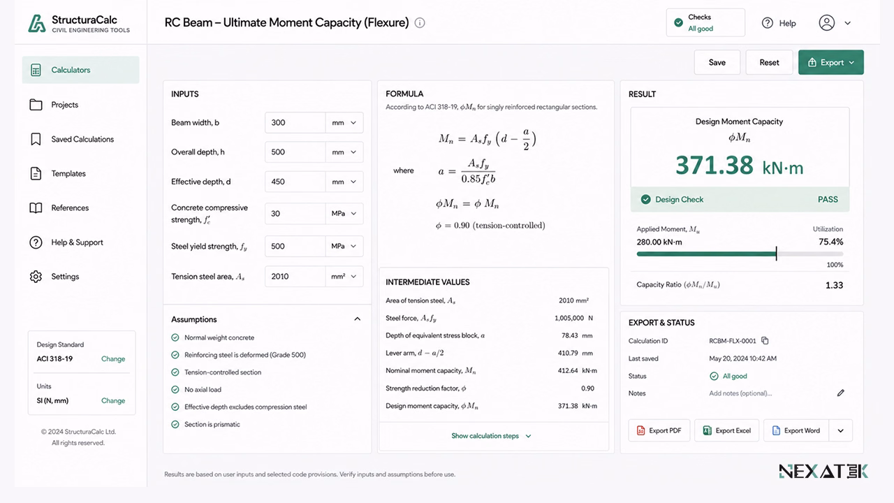 Published Engineering Calculator Interface