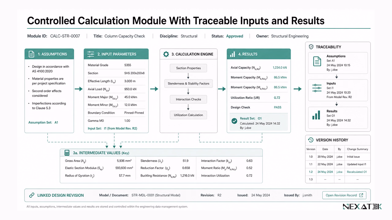 Controlled Calculation Module With Traceable Inputs and Results.