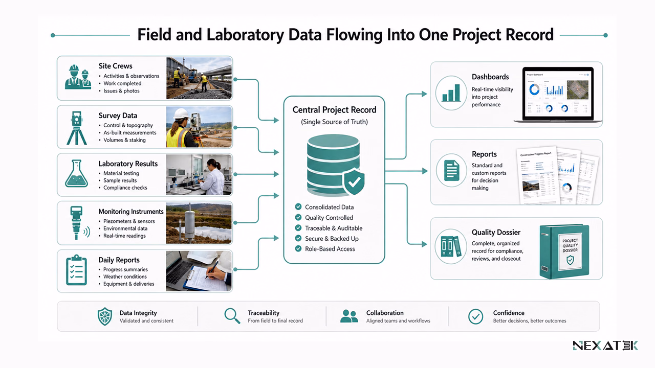 Field and Laboratory Data Flowing Into One Project Record.