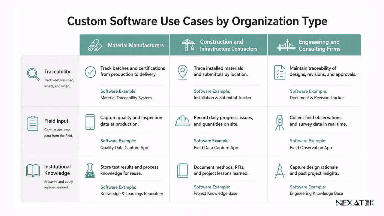  Custom Software Use Cases by Organization Type.