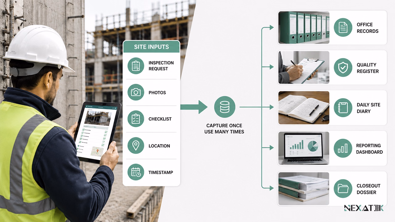 Field Events Flowing Into Office Records and Daily Site Diary